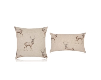 Fryetts Glencoe Stag Cushion, Woodland Animal Pillow, Made in UK
