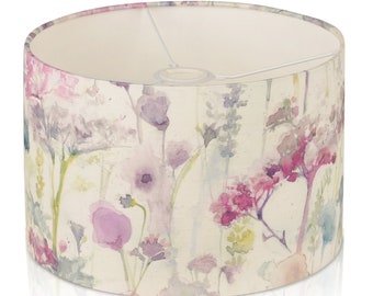 New Handmade VOYAGE ILINIZAS SUMMER Drum Lampshade, Colourful Floral Pink, Purple, Blue, Green