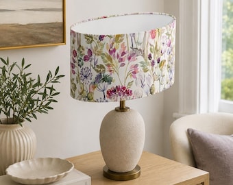 Voyage Maison OVAL Hedgerow Lotus Cream Lampshade / Ceiling Light /  Floral Watercolour Flowers Multicoloured