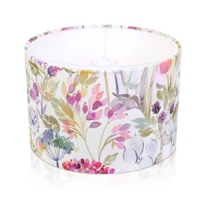 Voyage Maison Hedgerow Lotus Cream Drum Lampshade Ceiling Light / Table Lamp / Pendant, Floral Watercolour Flowers Multicoloured