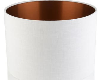 Leanne WHITE / KUPFER Leinen-Stil Zylinder / Trommel-Lampenschirme / Anhänger Schirm / Tisch, handgefertigt in UK, modernes Zuhause stilvolle Innendekoration