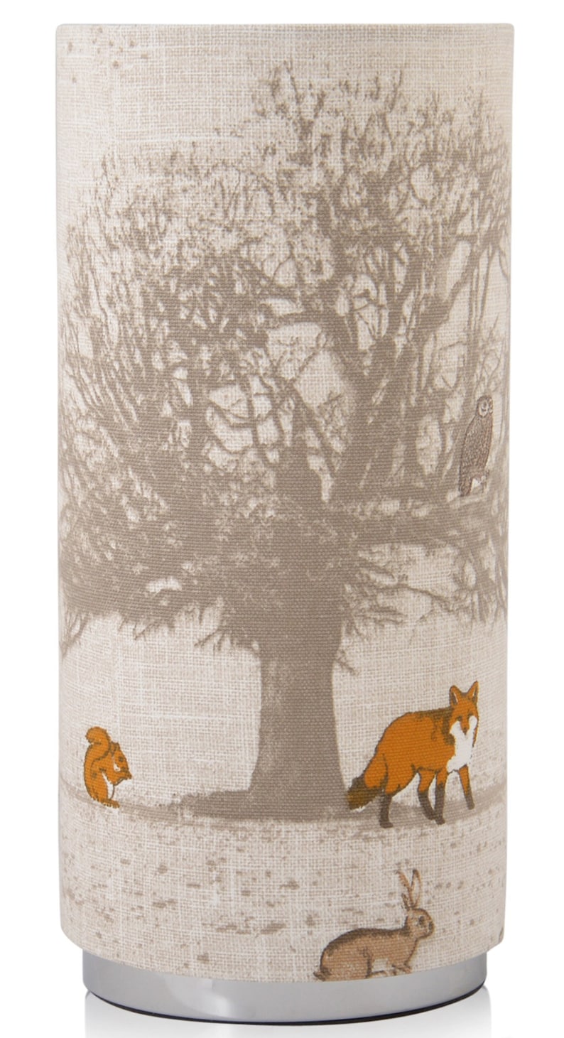 Handmade Fryett's Tatton , Tree and Stag fox Table Chrome Pad Lamp/ Nightlite, Animal Nature Home Decor, UK image 2