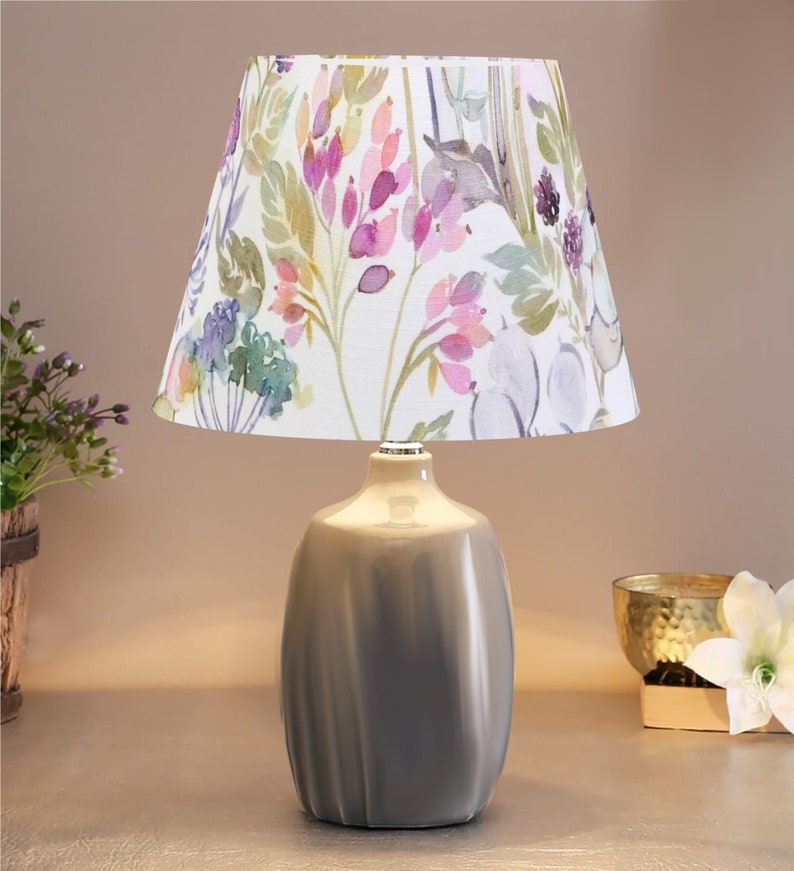 VOYAGE Maison Hedgerow Lotus Cream EMPIRE Lampshade Ceiling Light/ Table Lamp/ Pendant, Handmade In UK, Colourful Home Decor, Floral Purple image 3