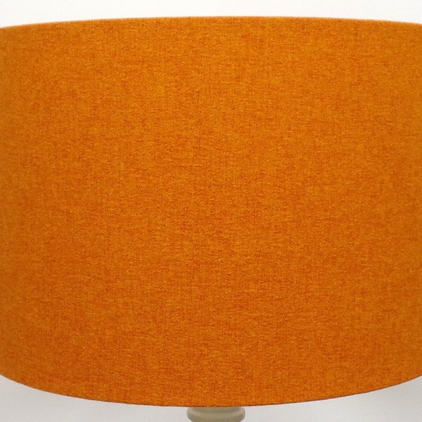 Shetland ORANGE Brushed Linen Style Cylinder / Drum Lampshades / Pendant Shade / Table, Made in UK, Colourful Home Decor Gift, Soft Feel