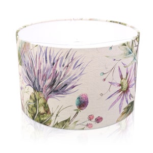 Voyage Maison Varys Violet Thistle Drum Lampshade , Table Lamp , Pendant Ceiling Shade, Colourful Floral Design, Home Decor, Made in UK