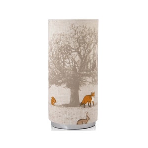 Handmade Fryett's Tatton , Tree and Stag fox Table Chrome Pad Lamp/ Nightlite, Animal Nature Home Decor, UK image 1
