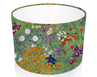 Gustav Klimt Flower Garden Floral Pendant/Ceiling / Table Drum Lampshade, Italy Art Home Decor, Handmade in UK