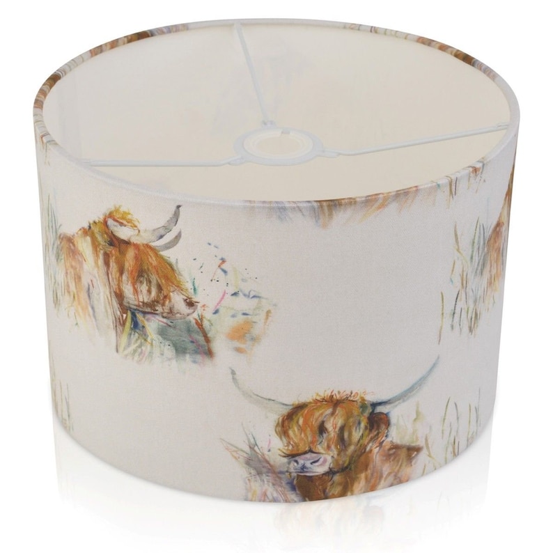 Voyage Maison Highland Cow Drum Lampshade Ceiling Light Table Lamp Pendant