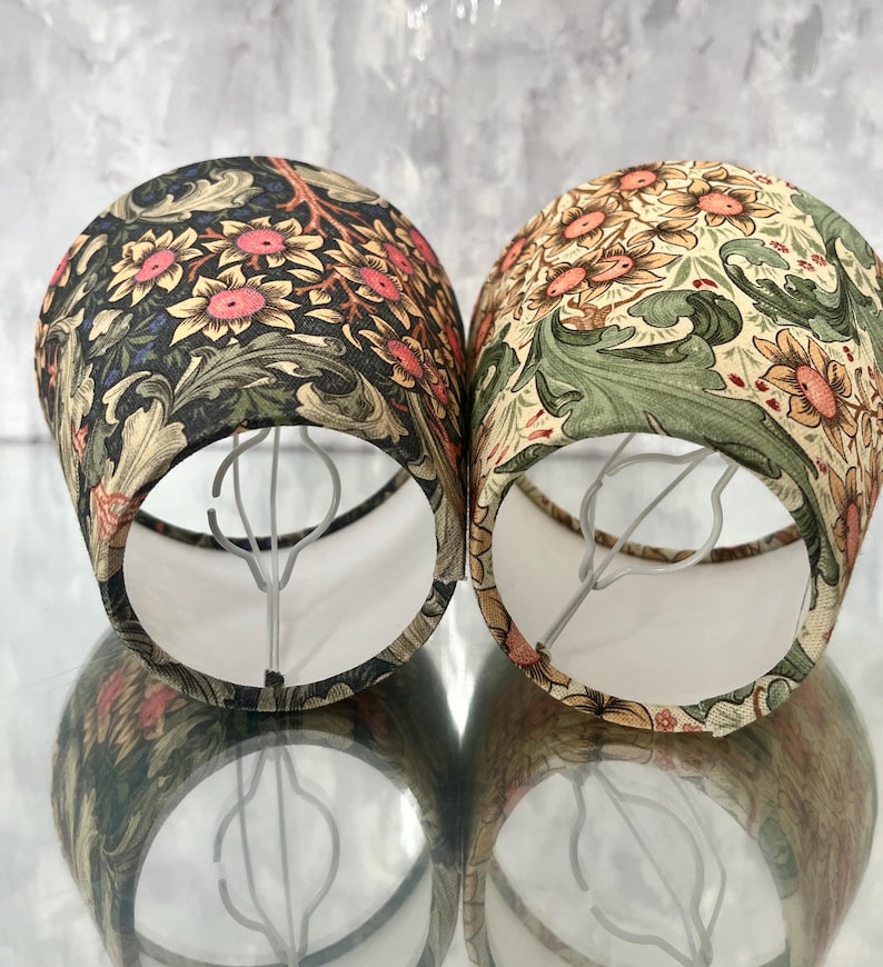 William Morris CANDLE Clip On SMALL lampshade, Small Light Shade, Snakeshead Wine, Forest image 2