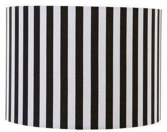 Handmade Black and White Stripe Drum Lampshade/ Ceiling, Table, Pendant Drum, Made in UK, Minimalist Home Decor Gift, Neutral Colours