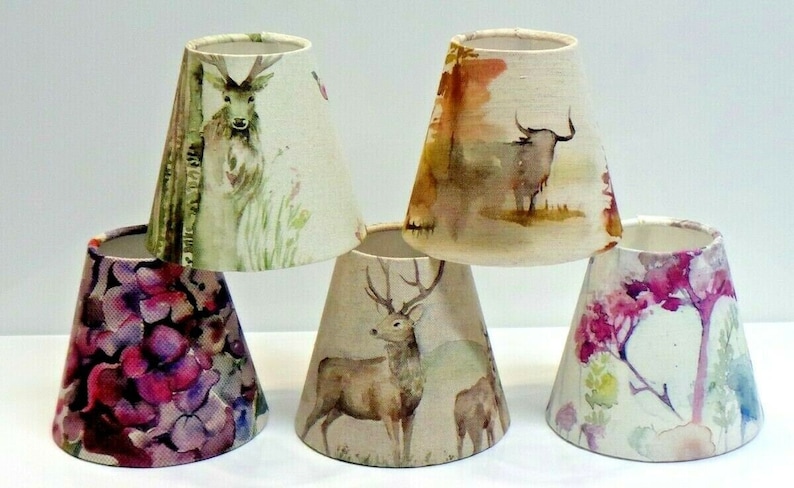 Handmade VOYAGE Maison Enchanted Forest / Moorland Stag CANDLE SHADE Small lamp shade, Nature Theme Natural Woodland Floral Home Decor Gift image 1