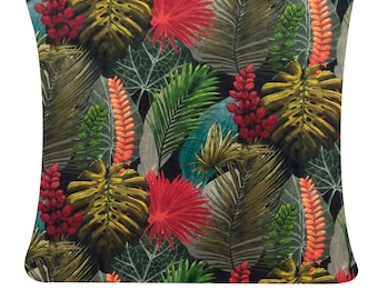 Handmade Fiber Naturelle Rainforest Toucan Velvet Piped Cushion with Fillers, Various Sizes Modern Home Interior Decor, Made in Uk