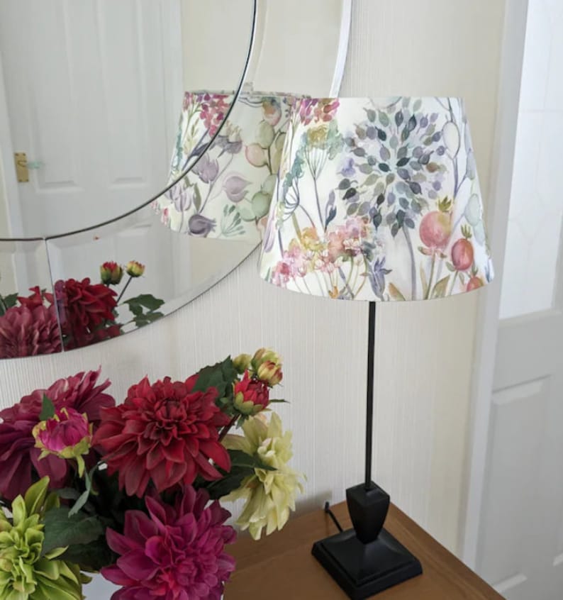 VOYAGE Maison Hedgerow Lotus Cream EMPIRE Lampshade Ceiling Light/ Table Lamp/ Pendant, Handmade In UK, Colourful Home Decor, Floral Purple image 2