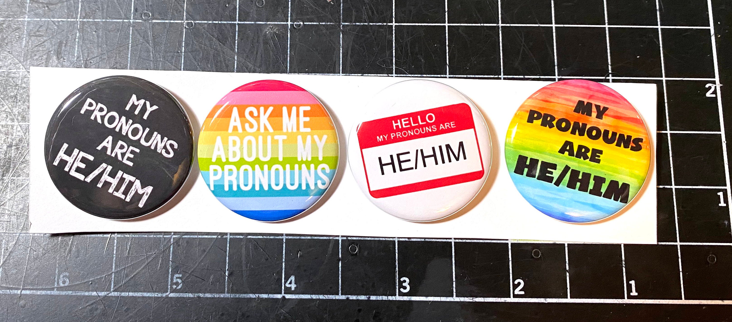 Pronoun Pins Set of 4. Buttons, Ask About My Pronouns, Hello My ...