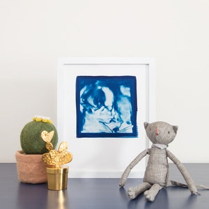 Ultrasound, Sonogram, ORIGINAL 3D Cyanotype Print 8x10