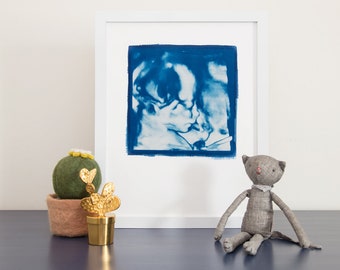 Ultrasound, Sonogram, ORIGINAL 3D Cyanotype Print 11x14