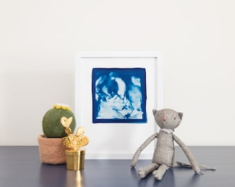 Ultrasound, Sonogram, ORIGINAL 3D Cyanotype Print 8x10