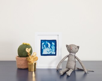 Ultrasound, Sonogram, ORIGINAL 3D Cyanotype Print 5x7