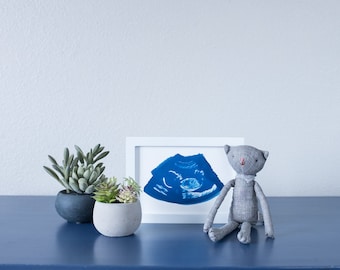 Ultrasound, Sonogram, ORIGINAL Cyanotype Print 5x7