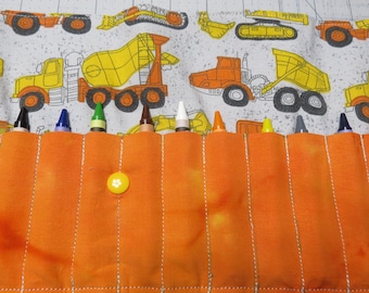 Crayon / Utility Roll - Construction Trucks