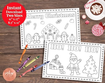 Kids Christmas Placemat INSTANT DOWNLOAD | Kids Placemat Christmas Fun | Kids Christmas Printable | Kids Activity Placemat Coloring Placemat