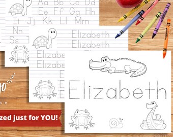 Customized Printable Coloring Page DIGITAL | Handwriting Practice Kids Worksheet | First Grade Letter Writing Paper | Handwriting Worksheet