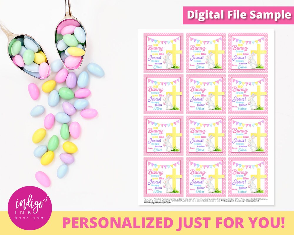 Religious Easter Favor Tag Personalized | No Bunny Loves You Like Jesus ...