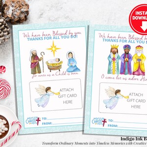 Religiöse Weihnachtsgeschenkkartenhalter | Weihnachten Dankeschön Geschenk für Lehrer | Lehrer Geschenkkarte Sofort Download