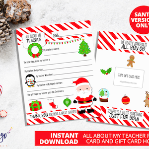 Regalo de Navidad del maestro / Tarjeta de agradecimiento del maestro para el maestro / Maestro gracias / Regalo para el maestro DESCARGA INSTANTÁNEA