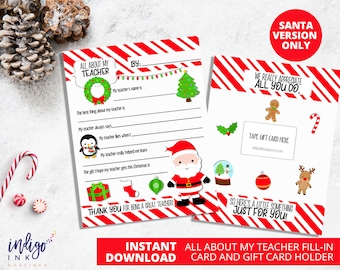 Teacher Christmas Gift | Teacher Appreciation Card For Teacher | Teacher Thank You | Gift for Teacher INSTANT DOWNLOAD