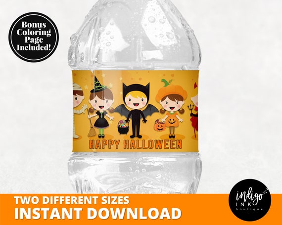Halloween Water Bottle Labels INSTANT DOWNLOAD | Halloween Party Water Bottle Wrapper | Trick or Treat Labels Bottle Stickers Il_570xn