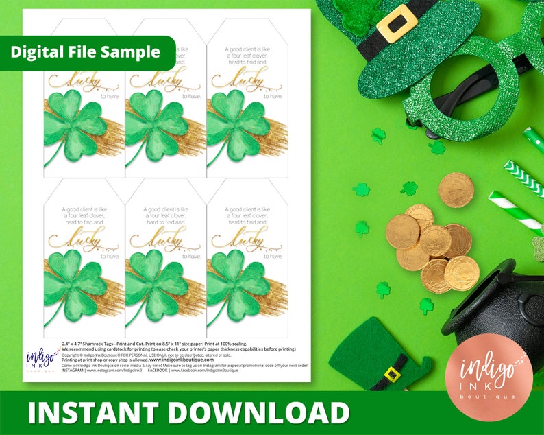 St. Patricks Day Real Estate CLIENT Favor Tags INSTANT DOWNLOAD Broker Marketing St. Patty's Day Tag Agent Pop By St. Patrick's Tags image 3