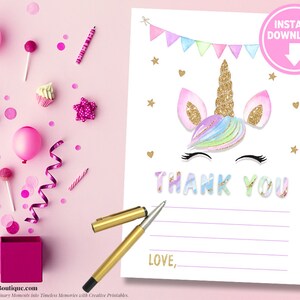 Unicorn Thank You Cards | Fill in the Blank Thank You Tags | Unicorn Birthday INSTANT DOWNLOAD