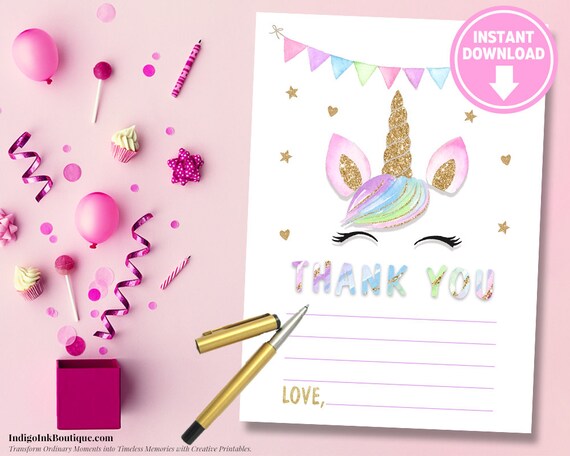 Unicorn Thank You Cards | Fill in the Blank Thank You Tags | Unicorn Birthday INSTANT DOWNLOAD Il_570xn