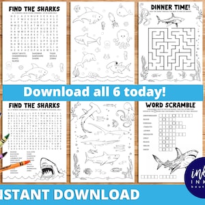 Shark Activity and Coloring Pages INSTANT DOWNLOAD | Shark Week Kids Activity Pages | Shark Coloring Sheets Printable for Kids
