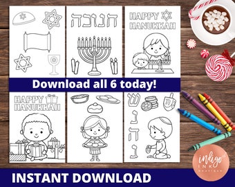 Hanukkah Coloring Pages INSTANT DOWNLOAD | Chanukah Coloring Sheets | Printables for Kids | Kids Coloring Printable Hannukah Activity