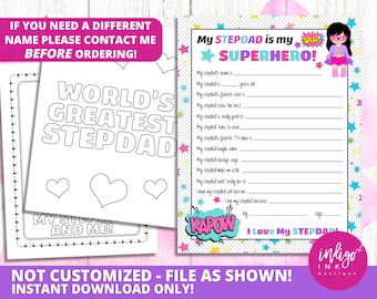 All About Stepdad Fathers Day Gift INSTANT DOWNLOAD | Stepdad Gift | Step Dad Printable Stepdad Birthday | Gift for Stepdad