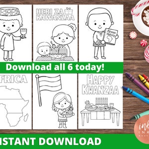 Kwanzaa Coloring Pages for Kids INSTANT DOWNLOAD Africa Coloring Sheets Happy Kwanzaa Printables Kwanzaa Digital Kids Coloring Pages image 1