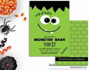 Frankenstein Halloween Invitation for Kids Halloween Party DIGITAL DOWNLOAD | Monster Mash Halloween Printable | Costume Party