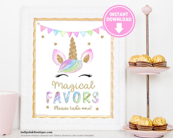 Unicorn Favor Sign | Unicorn Birthday | Unicorn Sign INSTANT DOWNLOAD Il_570xn