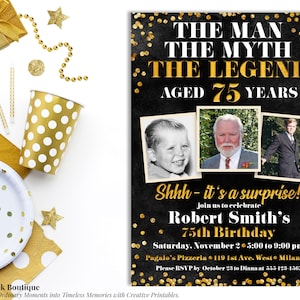 The Man, The Myth, The Legend Birthday Invitation DIGITAL DOWNLOAD | Adult Birthday Photo Invitation | Men&#39;s Birthday Surprise Party