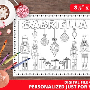Jogo americano de Natal PERSONALIZADO | Diversão de Natal de jogo americano infantil | jogo americano de atividades infantis | Jogo americano para colorir