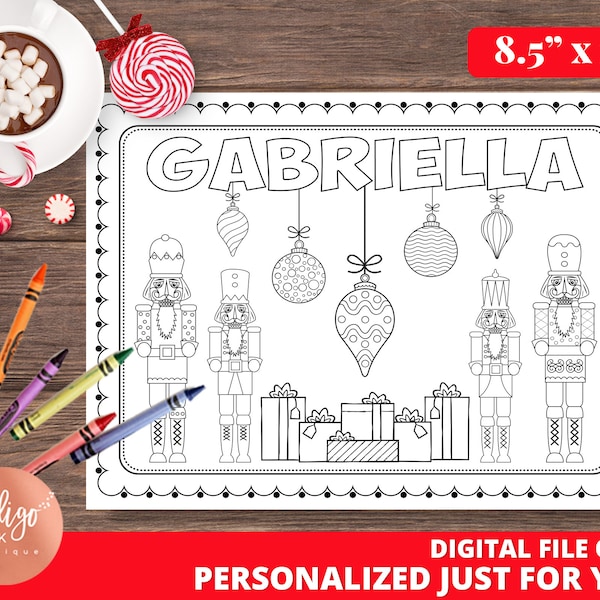 Christmas Placemat PERSONALIZED | Kids Placemat Christmas Fun | Kids Activity Placemat | Coloring Placemat