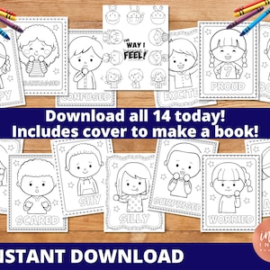 Emotions Coloring Pages INSTANT DOWNLOAD | Feelings Coloring for Kids | Special Needs Teaching Resources | Learning Tools Play Therapy