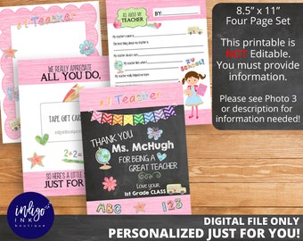 All About My Teacher DIGITAL DOWNLOAD | Teacher Gift Ideas | Teacher Appreciation End of Year Gift  | Last Day of School