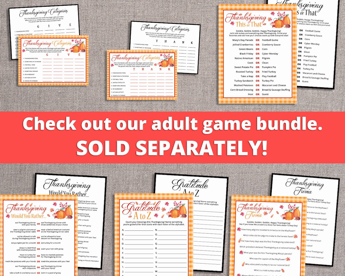 Thanksgiving Trivia for Adults Printable Game Thanksgiving - Etsy