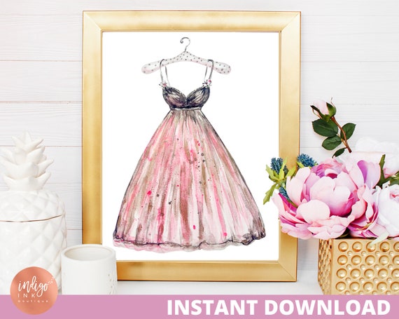 Mothers Day Gift Haute Couture Dress Gift For Mom Fashion Illustration Mom Gift Dress Pink Print Art Illustration Instant Download By Indigo Ink Boutique Catch My Party