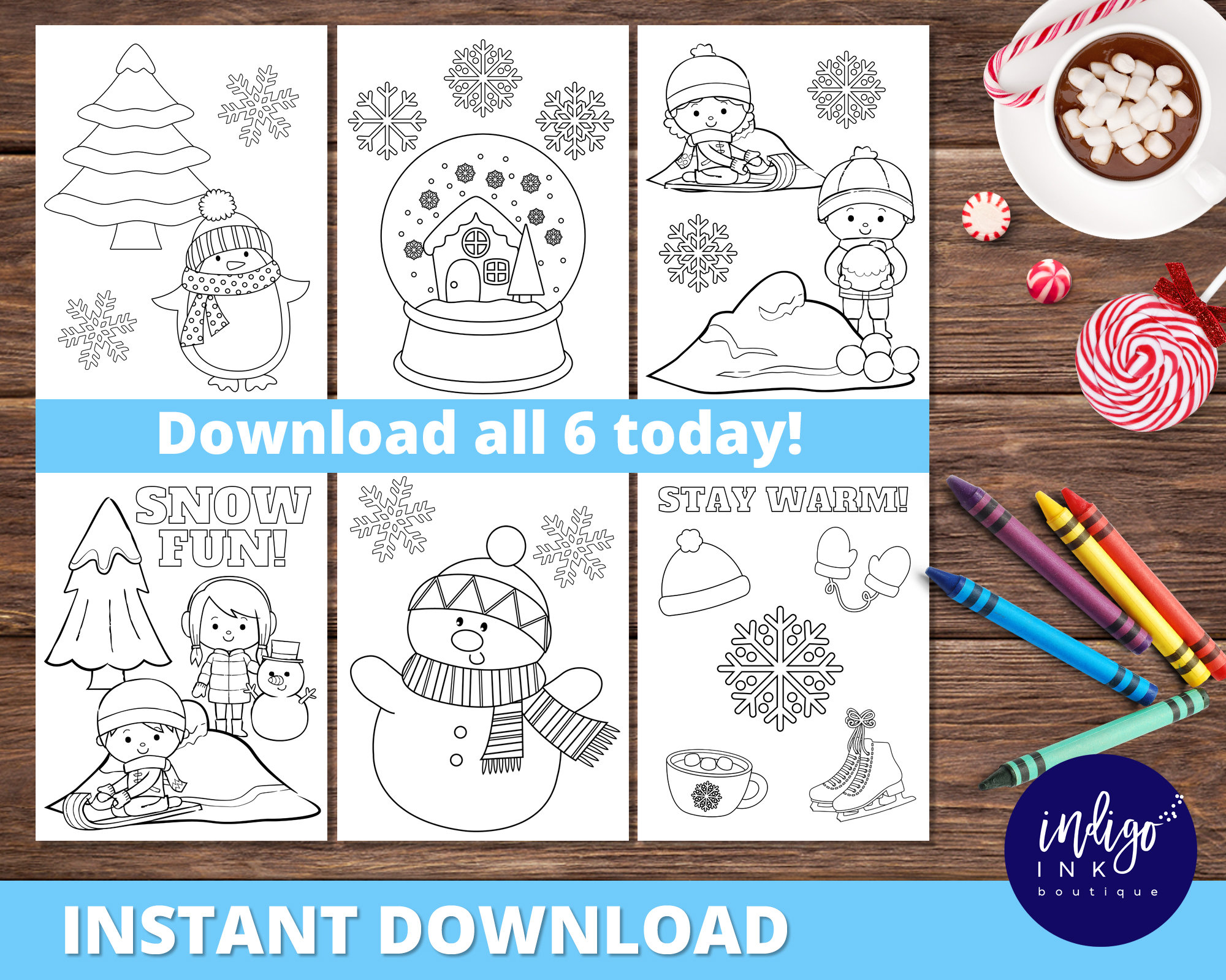 Winter Coloring Pages INSTANT DOWNLOAD | Winter Coloring Fun | Coloring Sheets for Kids | Kids Printables