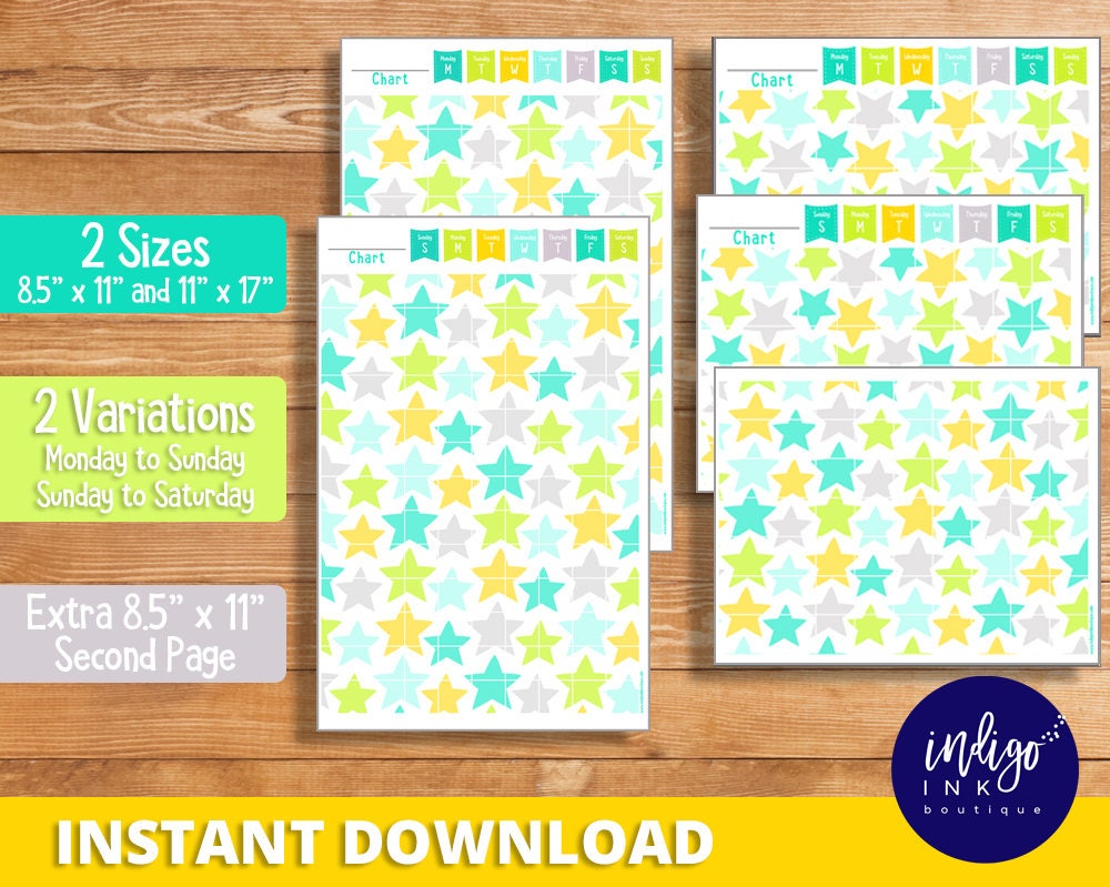 Kids Reward Chart INSTANT DOWNLOAD Kids Printable Weekly - Etsy Australia