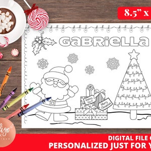 Kerst Placemat GEPERSONALISEERD | Kinderplacemat Kerstplezier | Activiteitsplacemat voor kinderen | Placemat inkleuren